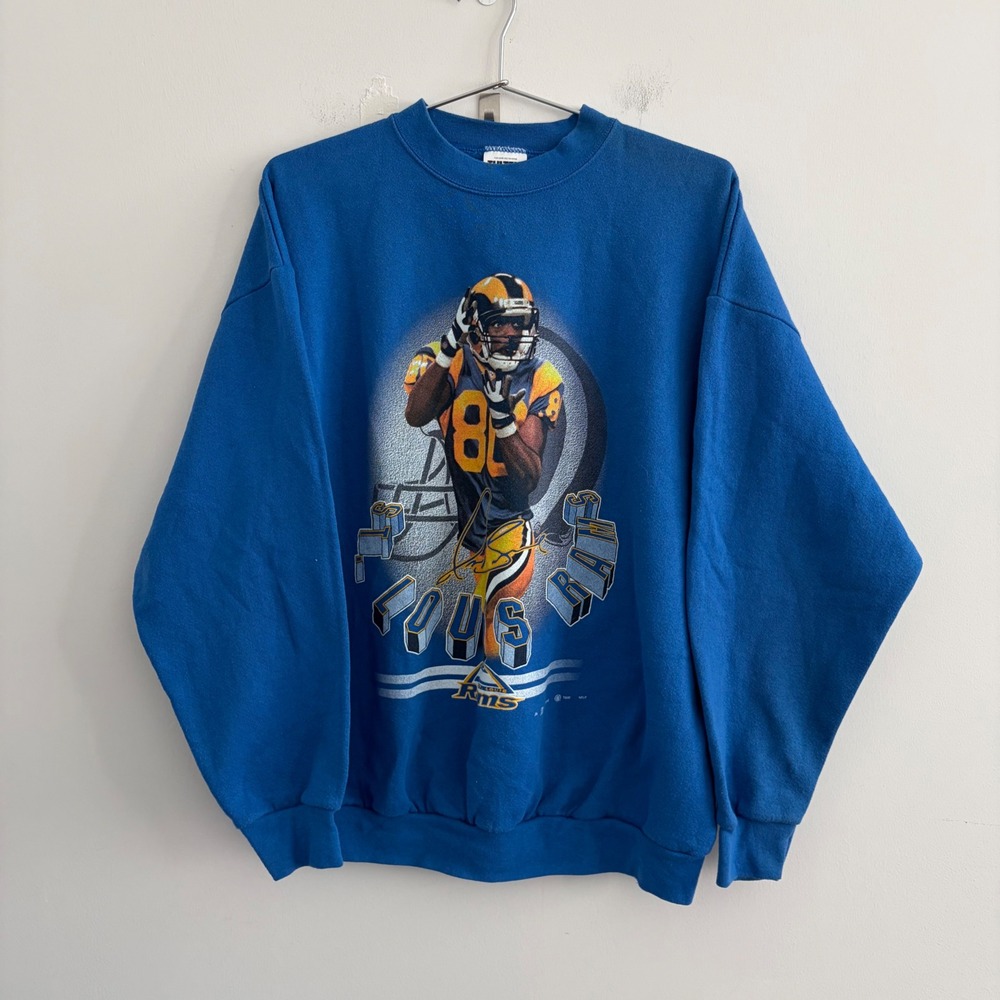 Vintage Tultex St Louis Rams Isaac Bruce Sweatshirt Blue XL Mens